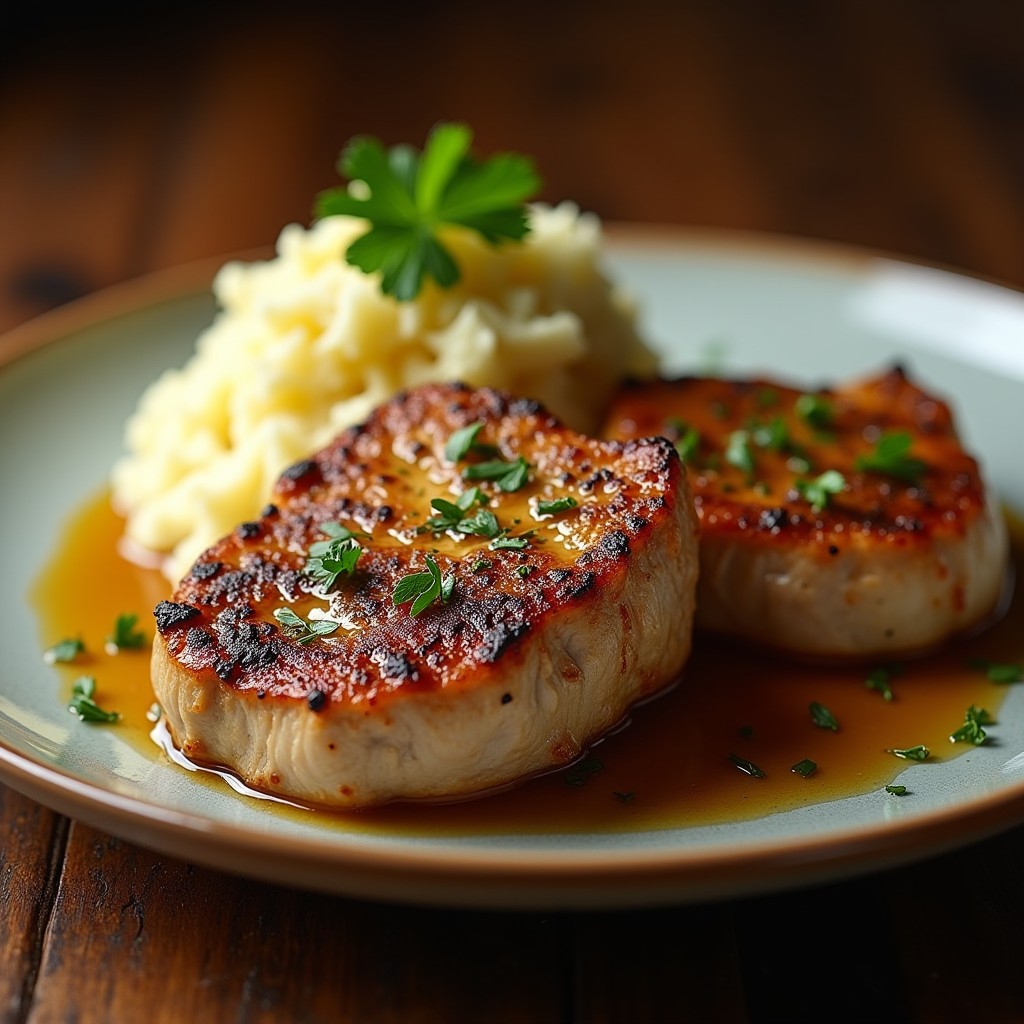 Garlic Butter Sizzling Pork Chops with Creamy Mashed Potatoes