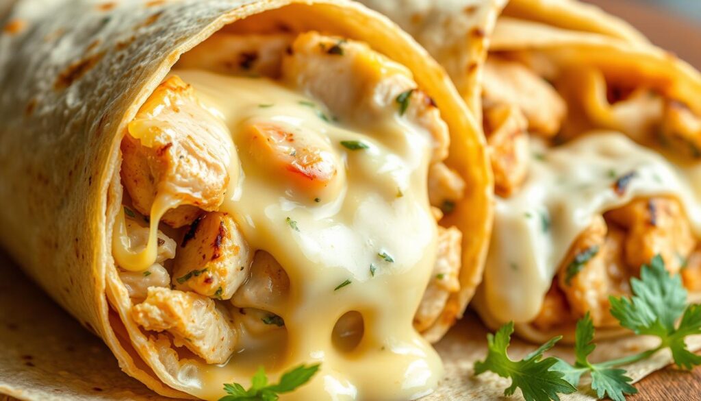 Cheesy Garlic Chicken Wraps